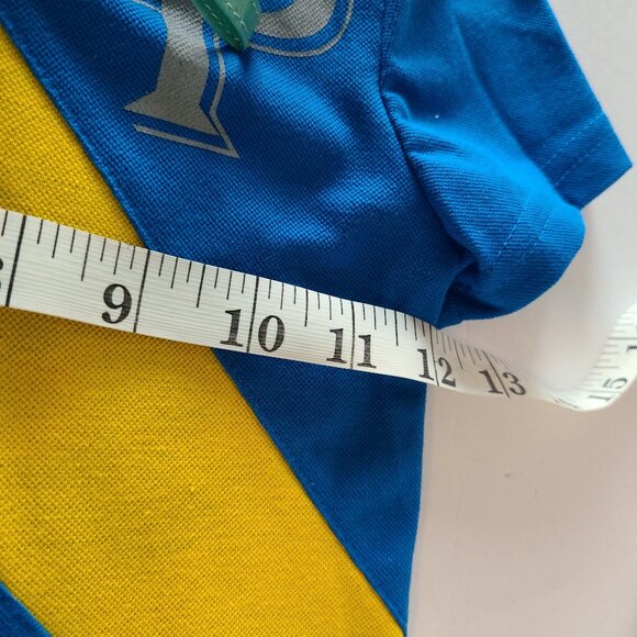 BEVERLY HILLS POLO CLUB SHORT SLEEVE BLUE/YELLOW LOGO FRONT & BACK SIZE 2 T - Picture 10 of 11